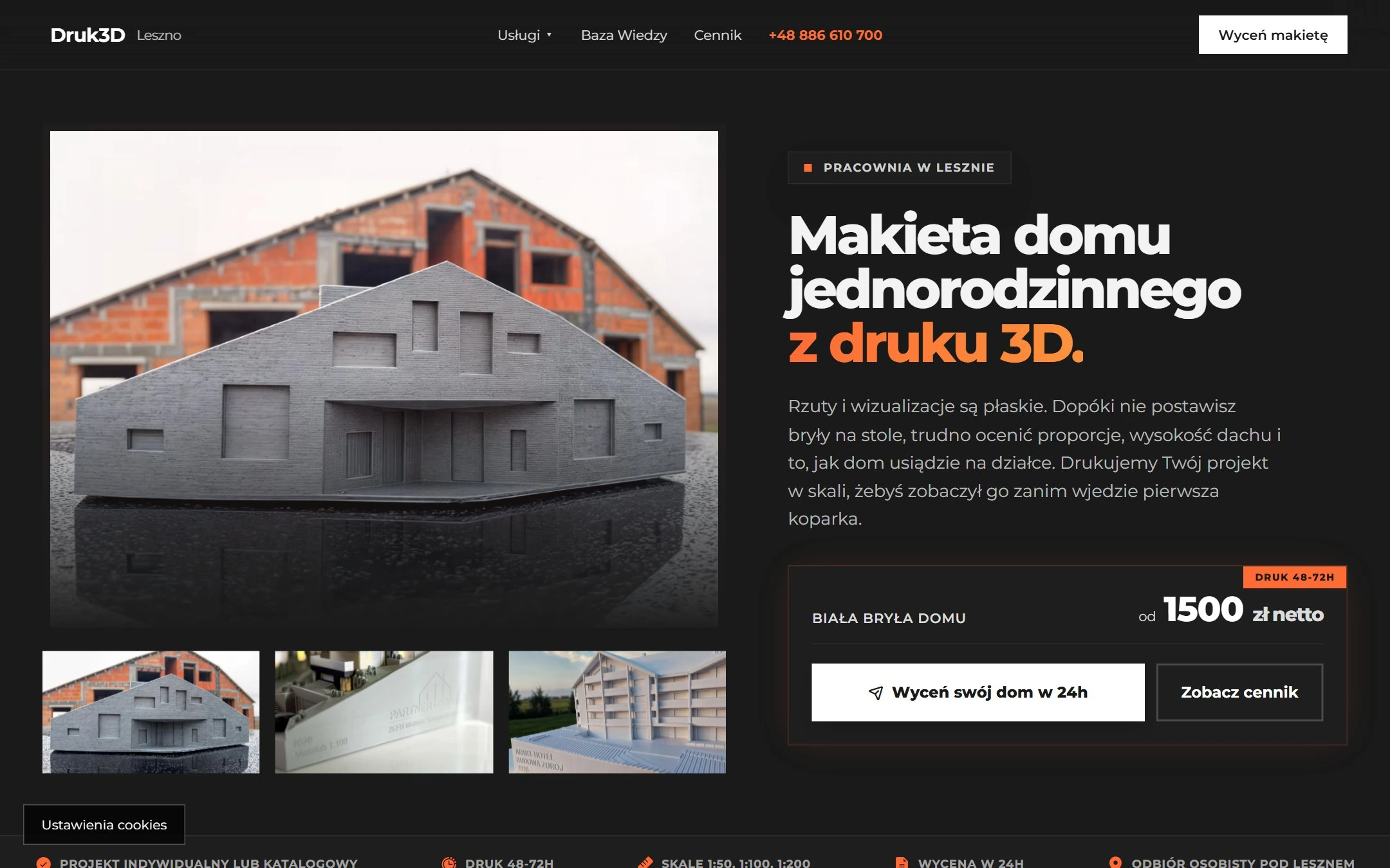 Podstrona makiet domów z druku 3D - cena i proces zamówienia
